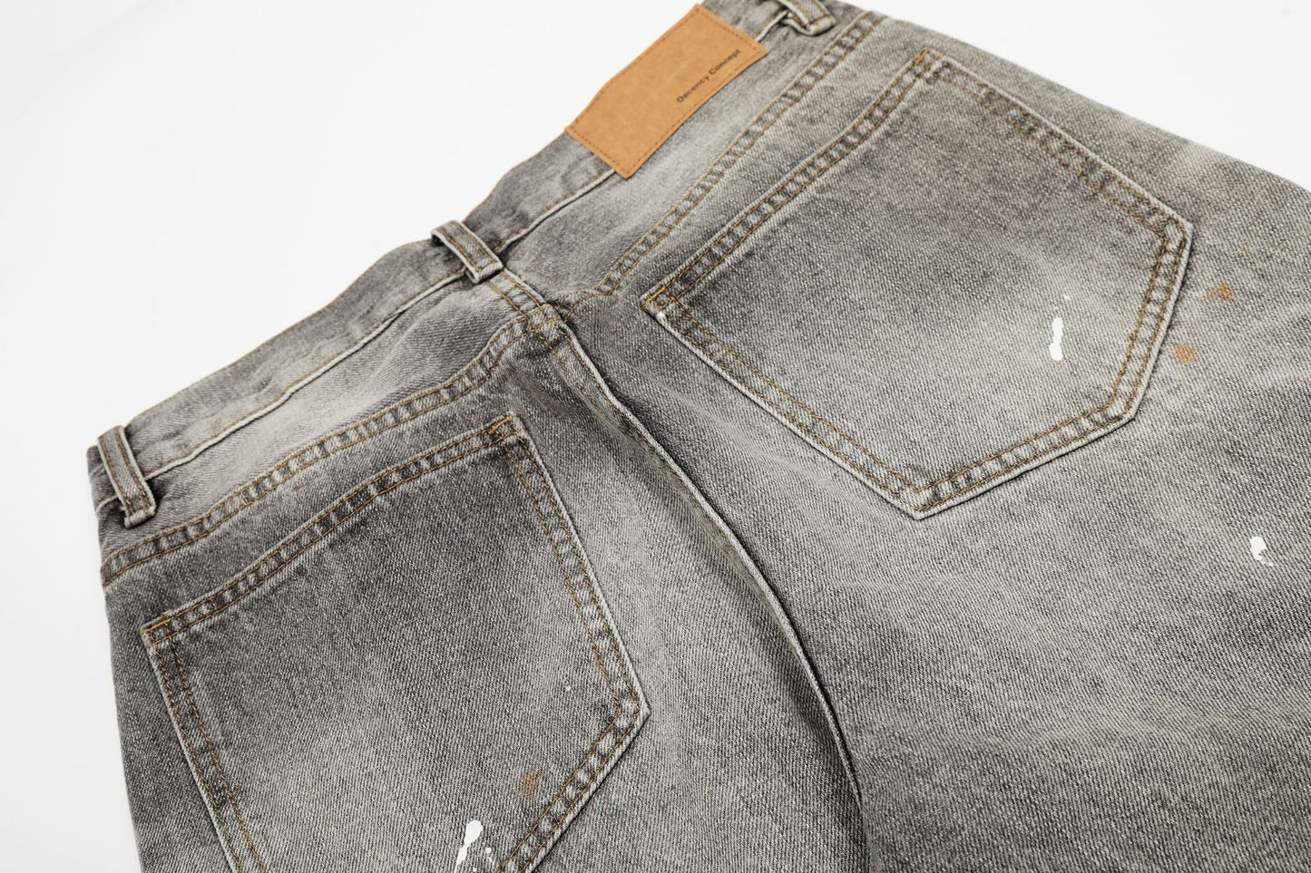 Dirty Washed Paint Wide Leg Denim Jeans WN25929
