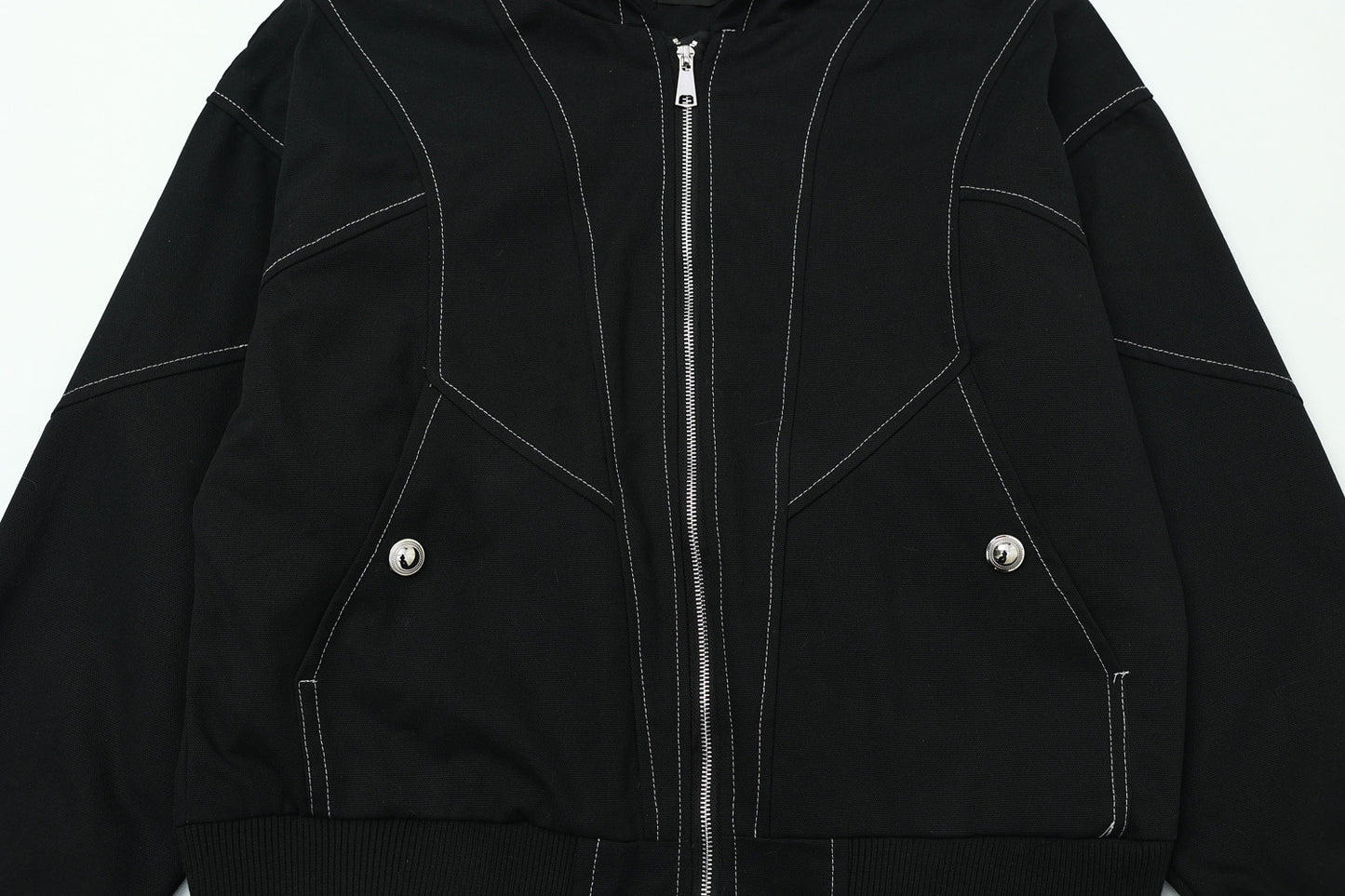 Metal Buttons Patchwork Hooded Jacket WN16109