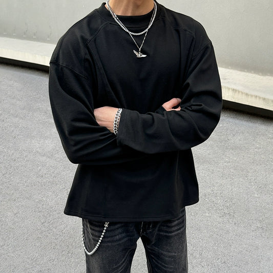 Fleece Patchwork Inner Long Sleeve T-Shirt WN19524