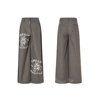 Plaid Double-Breasted Short Tailored Jacket & Trousers Setup WN23282