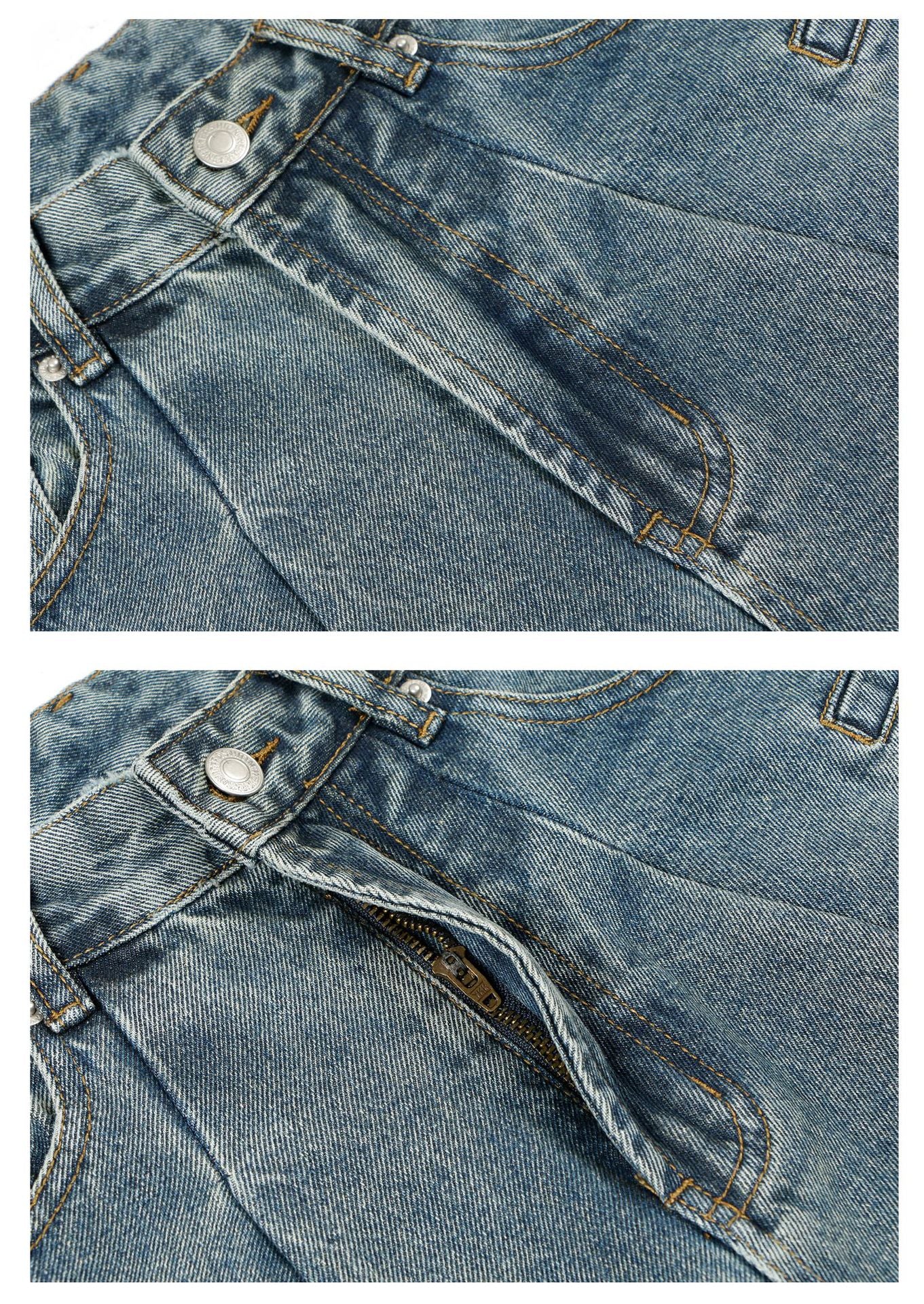 Washed Panel Wide Leg Denim Jeans WN26248