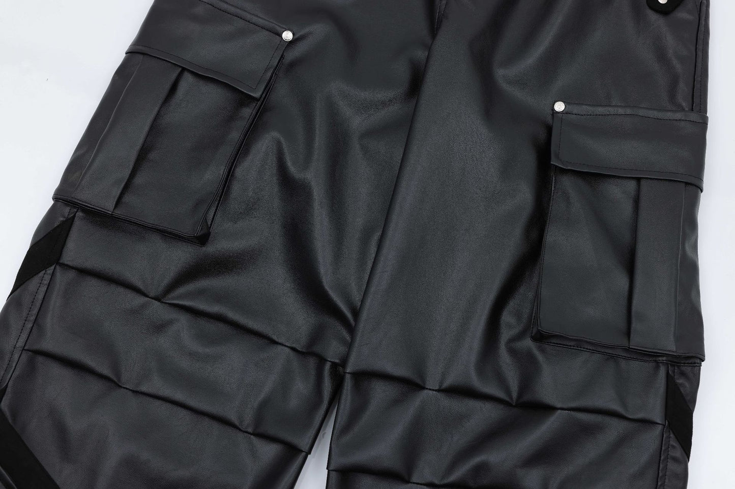 PU Leather Wide-Leg Cargo Pants WN11265