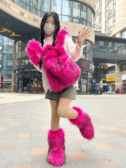 Plush Tassel Backpack WN20548-K2