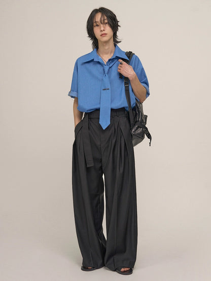 Draped Straight Wide Leg Trousers WN20311