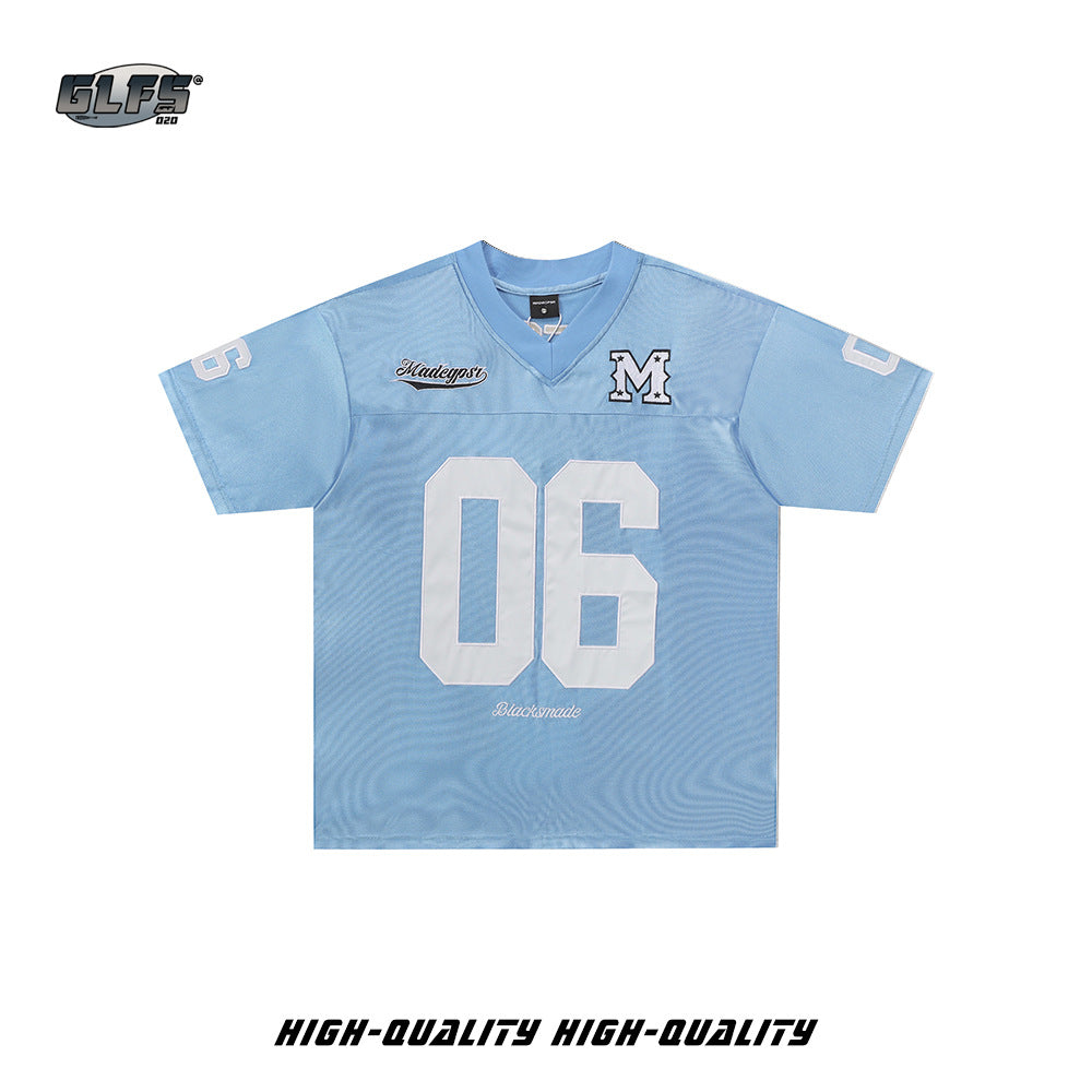 Satin Number Embroidery Short Sleeve T-Shirt WN26525