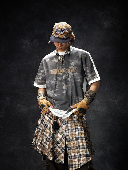 Camouflage Letter Print Oversize Short Sleeve T-Shirt WN15260