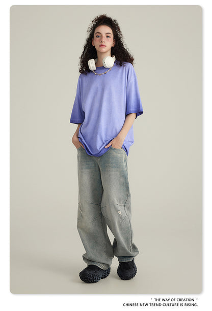 Washed Gradient Pure Cotton Sleeveless T-Shirt WN6075