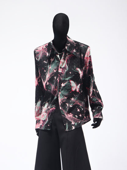 Rhinestone Butterfly Design Long Sleeve Shirt WN23762