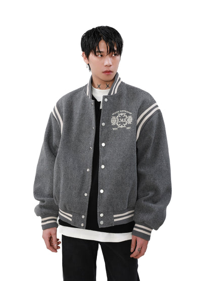 Emblem Embroidery Baseball Jacket  WN8297