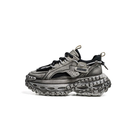 Studs Mesh Panel Chunky Lace-Up Sneakers WN23446