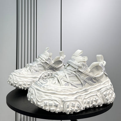 Damage Mesh Strap Platform Chunky Sole Sneakers WN24709