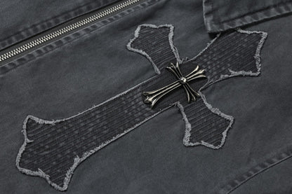 Cross Washed Workwear Zipper Jacket WN23035