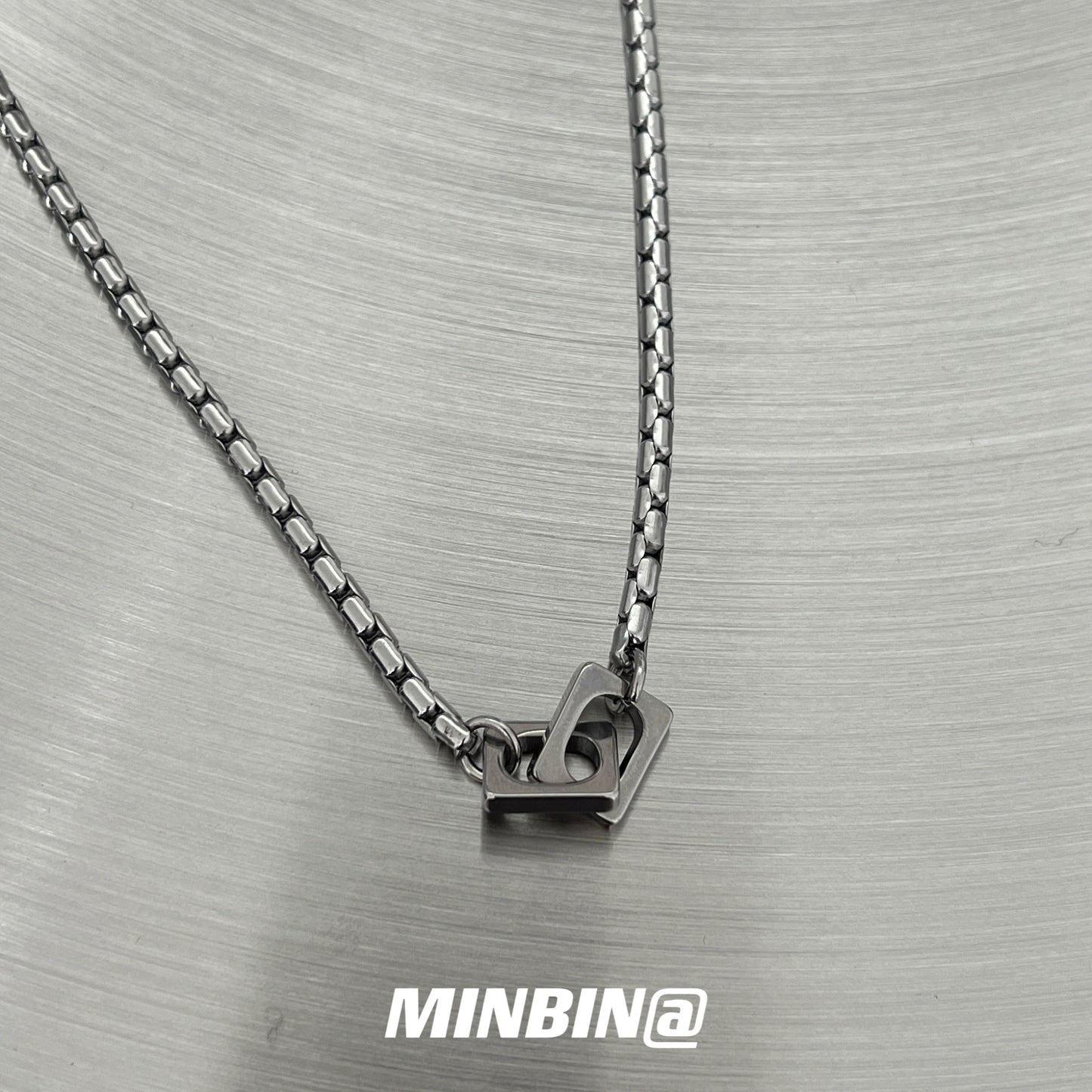 Double Ring Buckle Titanium Steel Necklace WN19246