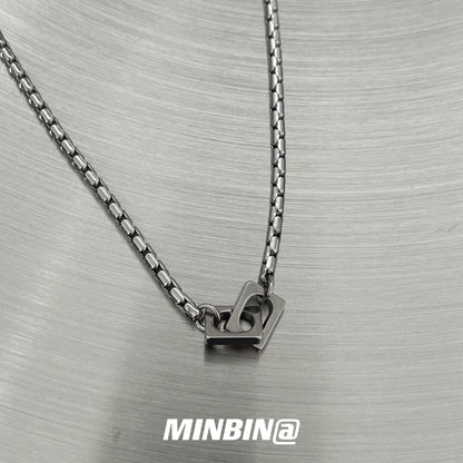 Double Ring Buckle Titanium Steel Necklace WN19246