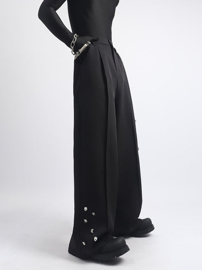 Studs Decor Wide Leg Trousers WN23723