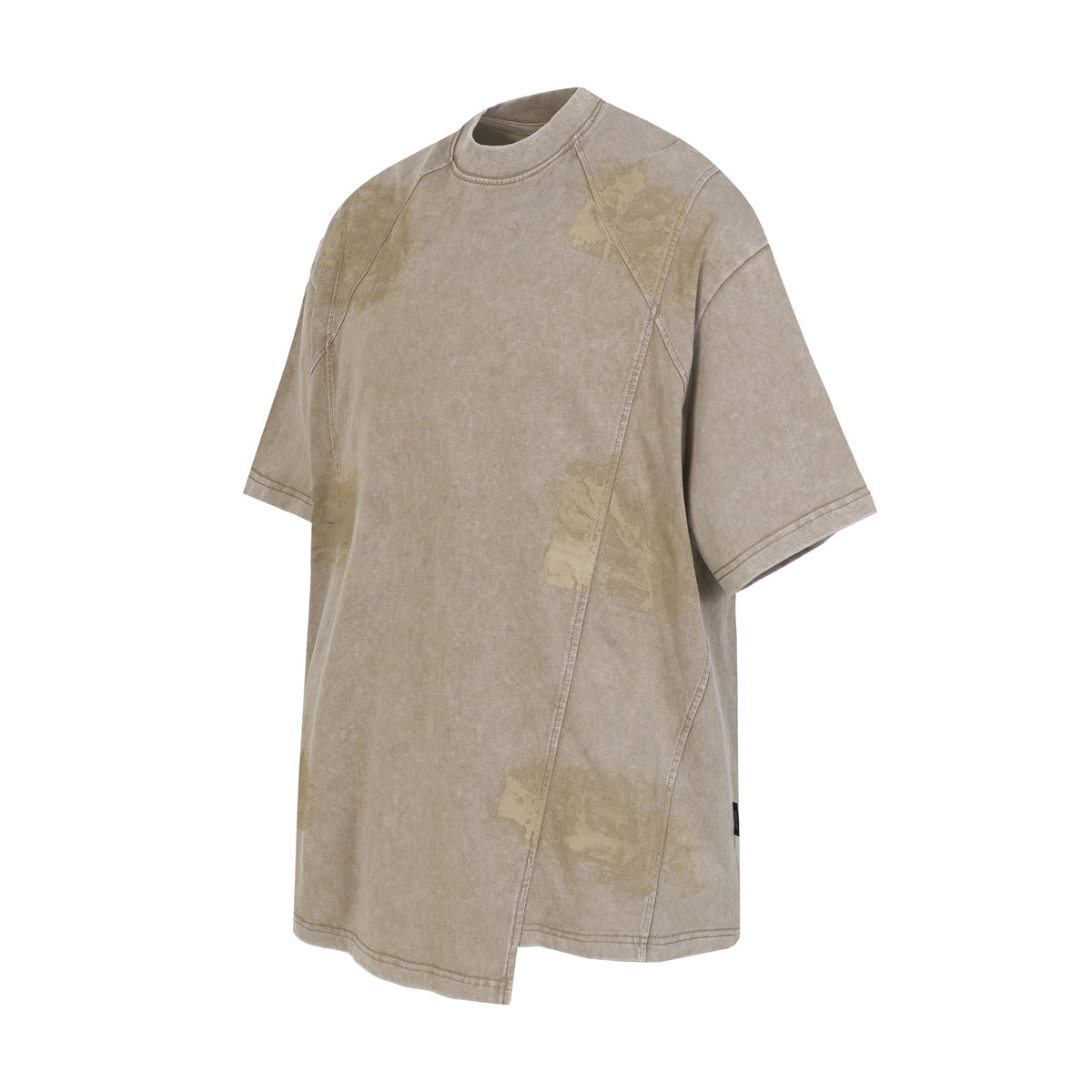 Washed Asymmetrical Panel Short Sleeve T-Shirt WN26953