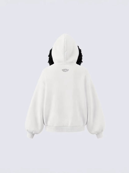 Fake Fur Fleece Lining Oversize Zipper Hoodie WN27959