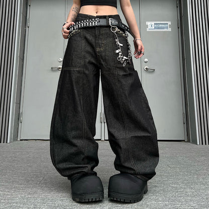 Embroidery Wash Wide Leg Denim Jeans WN24185