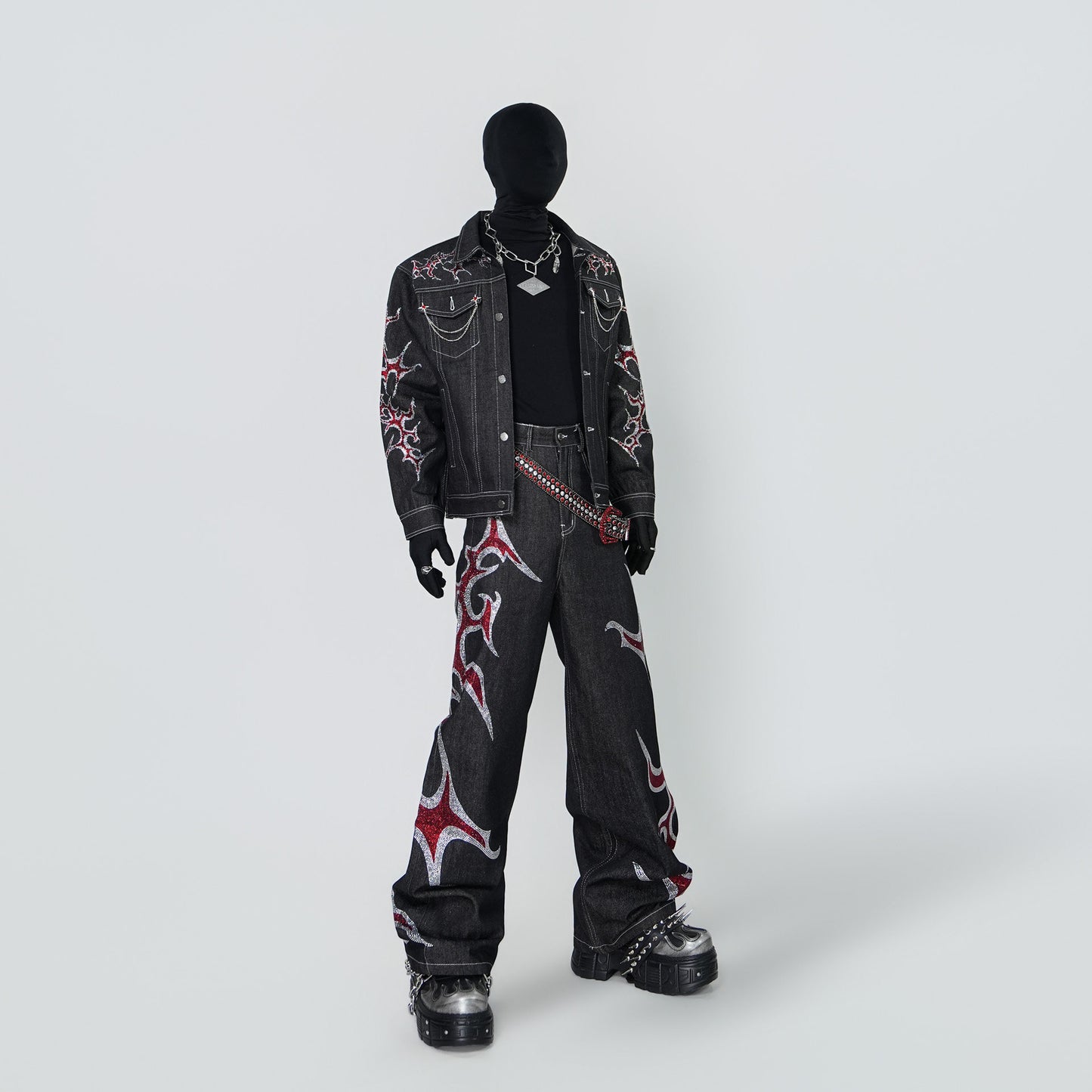 Rinestone Design Wide Leg Pants Setup WN24296 WN24296-K