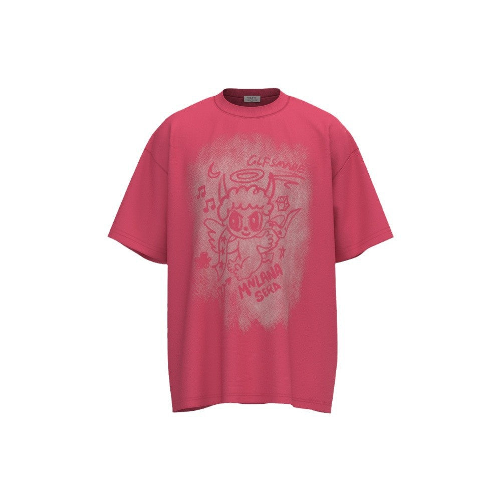Faded Illustration Graphic Short Sleeve T-Shirt WN26489