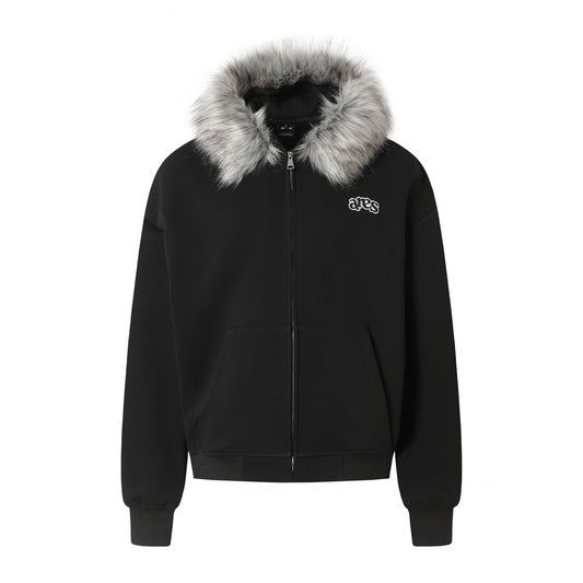 Oversize Fake Fur Zipper Hoodie WN13065