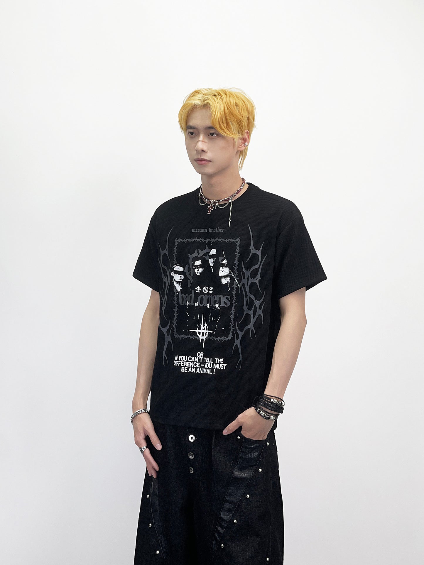 Rock Band Portrait Print Heavyweight Short Sleeve T-Shirt WN24250