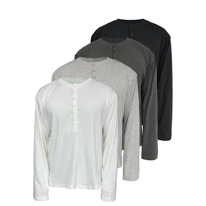 Henley Collar Long Sleeve T-shirt WN8592