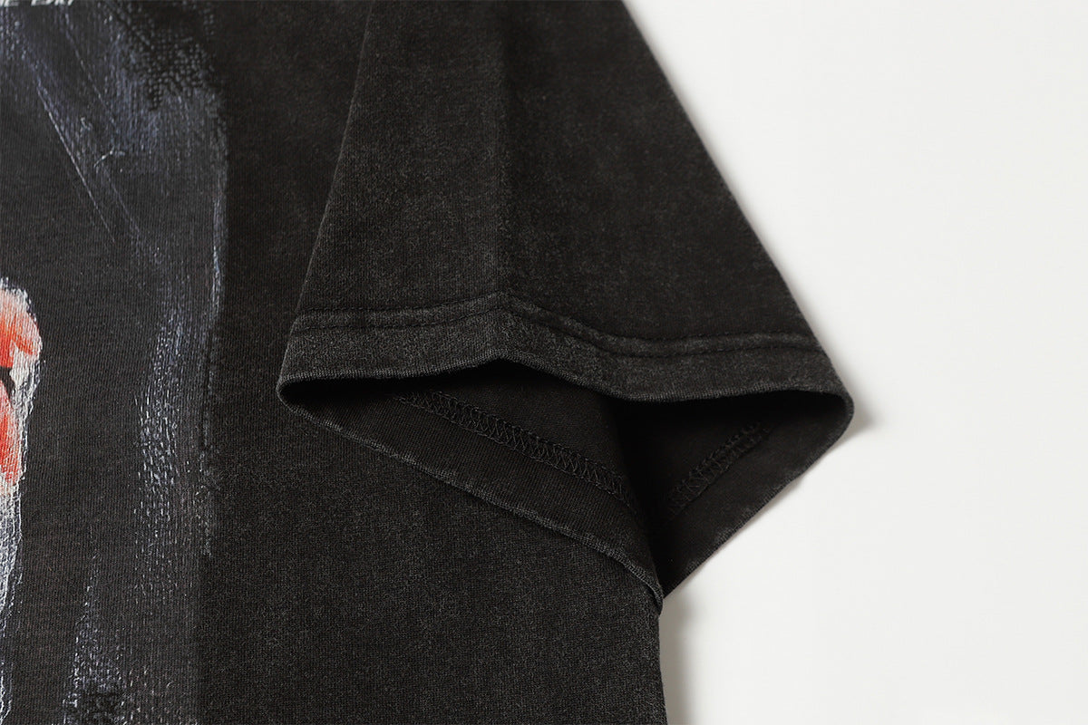 Oil Paint Washed Oversize Short Sleeve T-Shirt WN16129