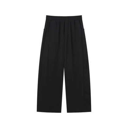 Standing-Collar Button Short Sleeve T-Shirt & Wide Leg Sweatpants Setup WN25022