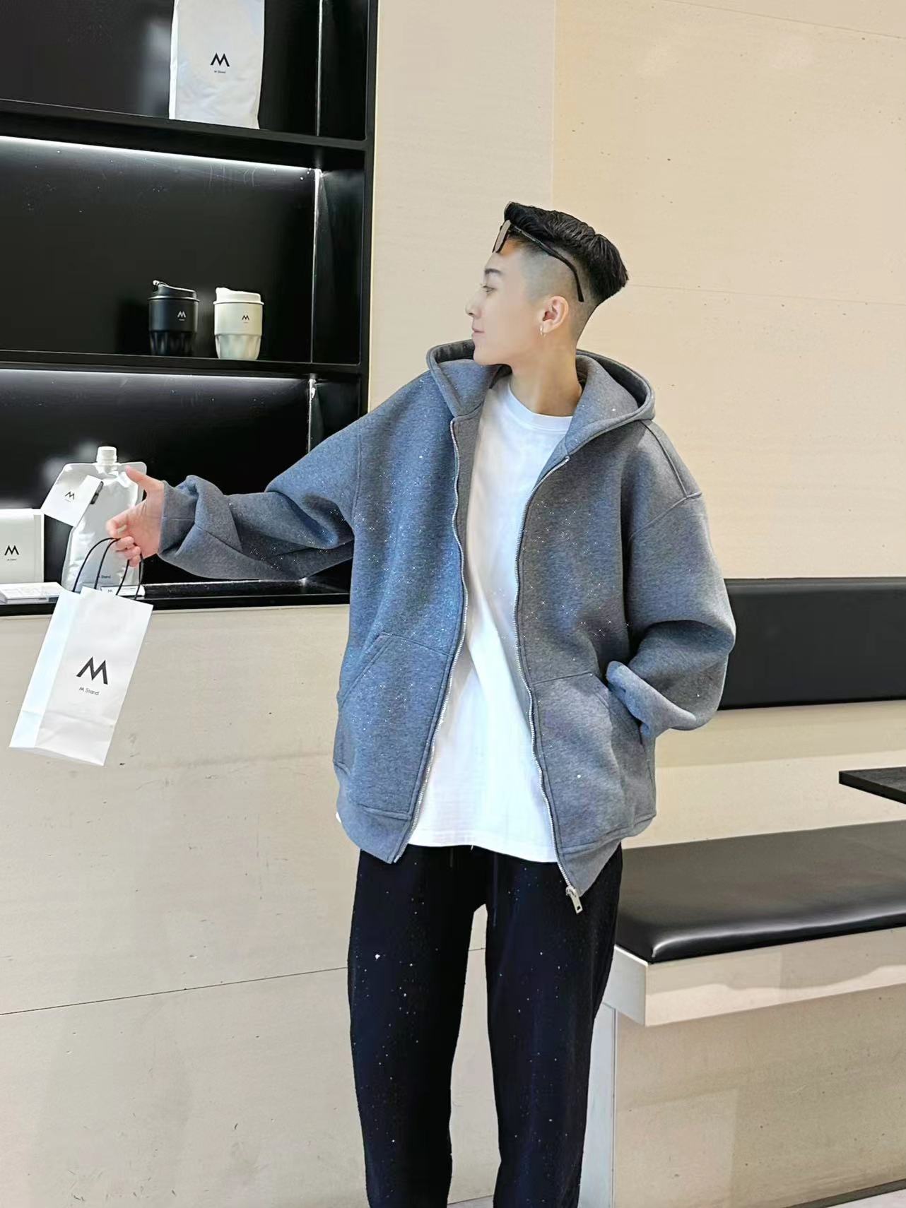 Sequin Galaxy Heavyweight Oversize Zipper Hoodie WN20689