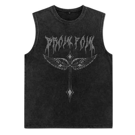 Oversize Wing & Cross Print Tank Top WN16502