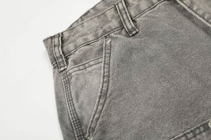 Deconstruction Damage Wide Leg Denim Jeans WN25818