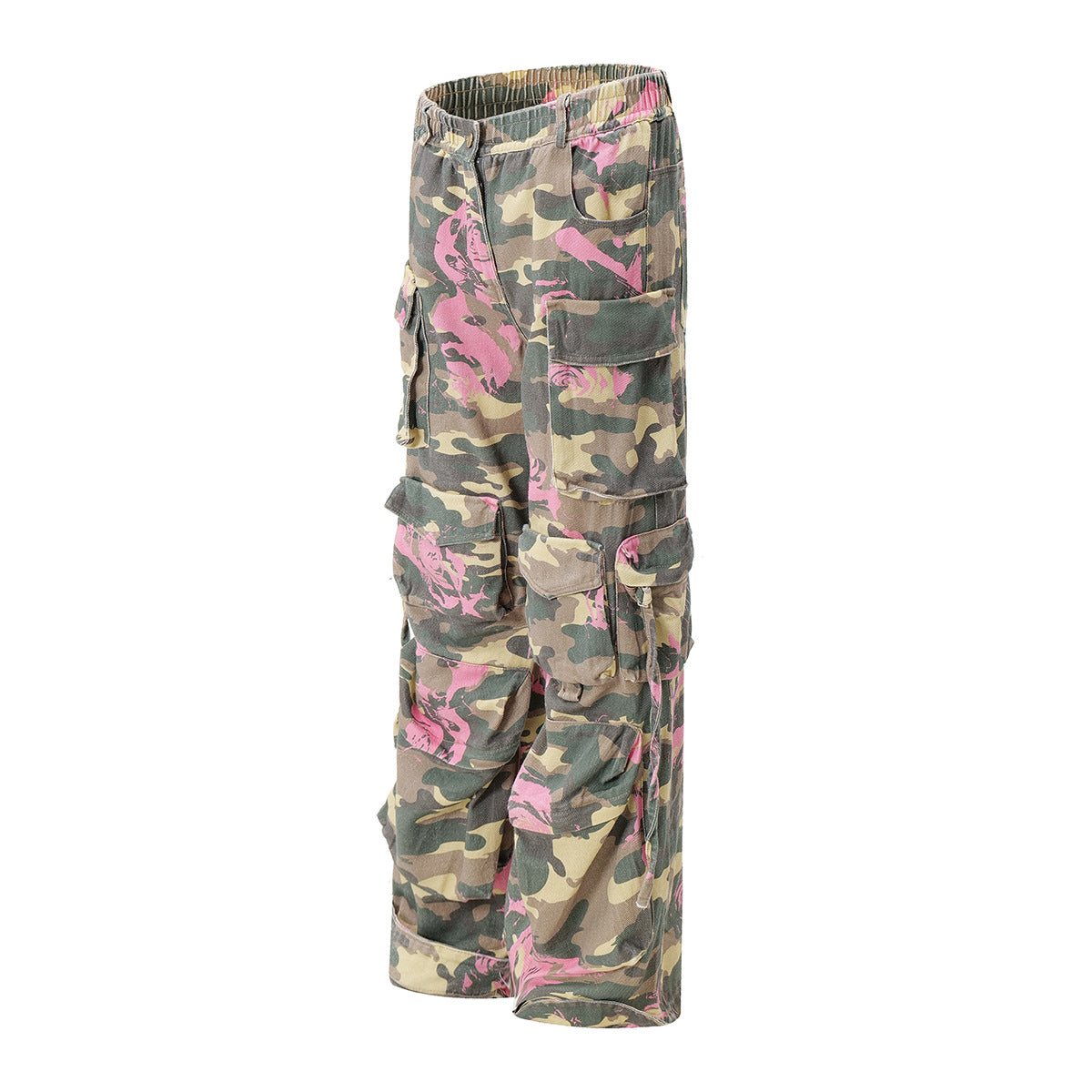 Camuflaje floral Pantalones de carga de pierna ancha WN11314