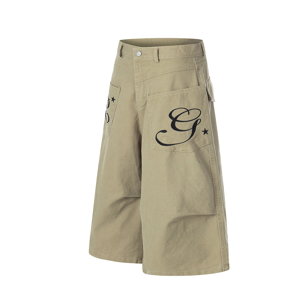 Washed Embroidery Wide Leg Half Pants WN25683