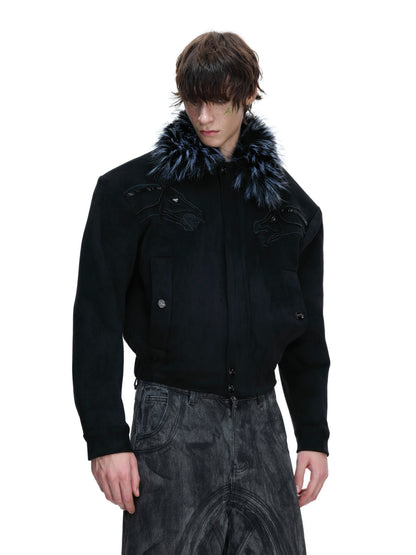 Vintage Suede Fake Fur Wide Jacket WN22660