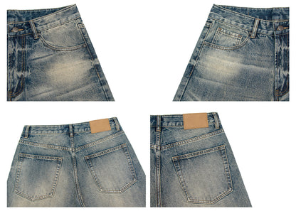 Washed Whisker Wide Leg Denim Jeans WN26283