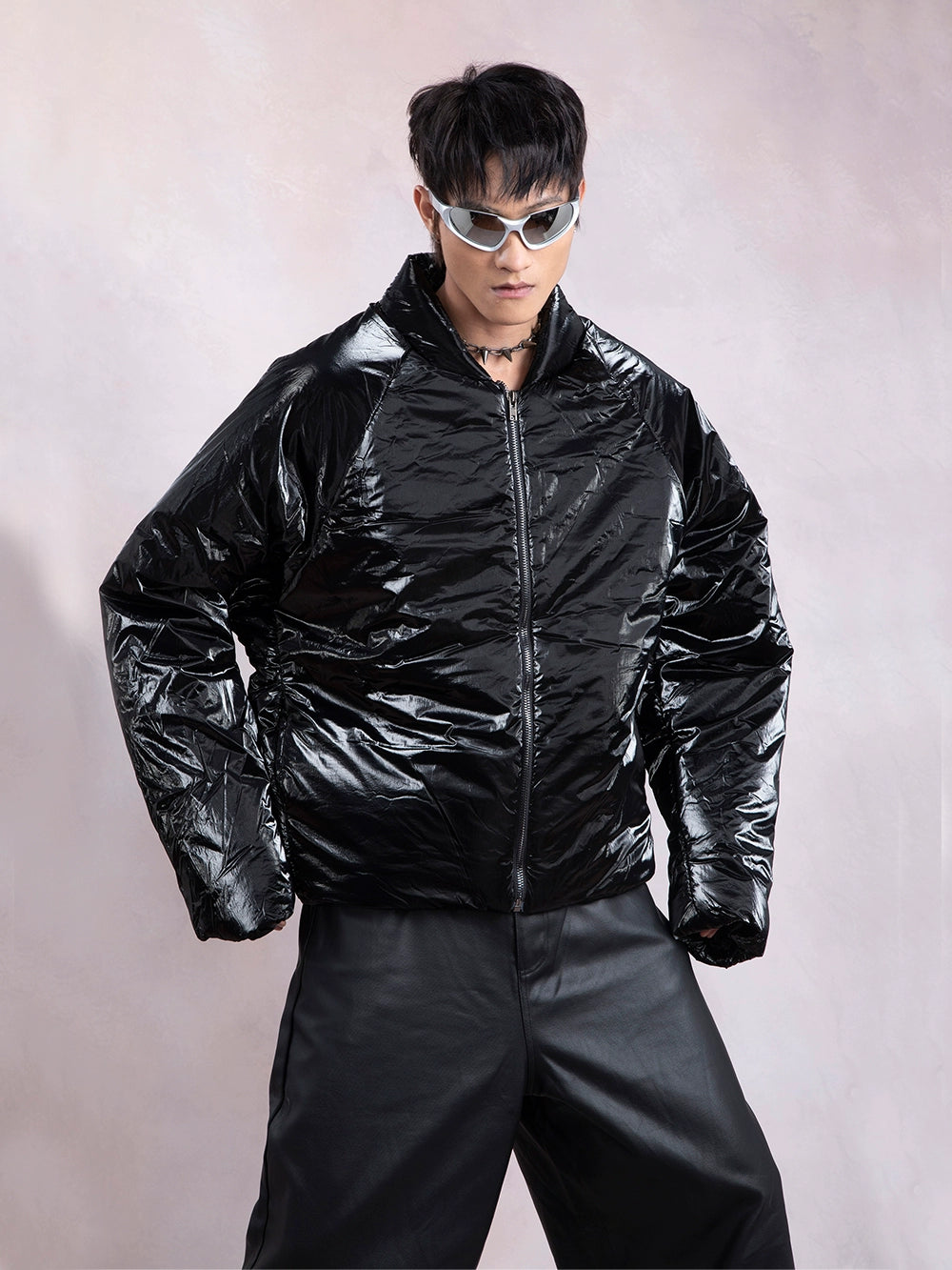 Glossy Enamel Leather Puffer Jacket WN9304