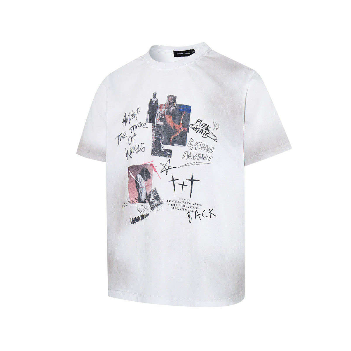 Washed Handwriting Print Short Sleeve T-Shirt WN25809
