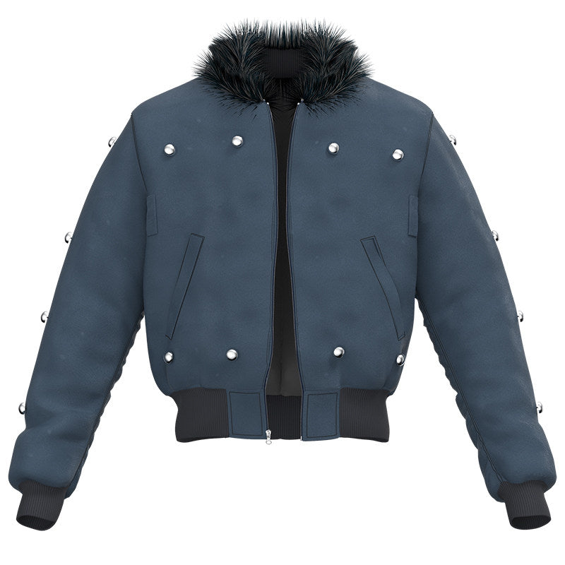 Cropped Detachable Fake Fur Collar Nylon Puffer Jacket WN27088