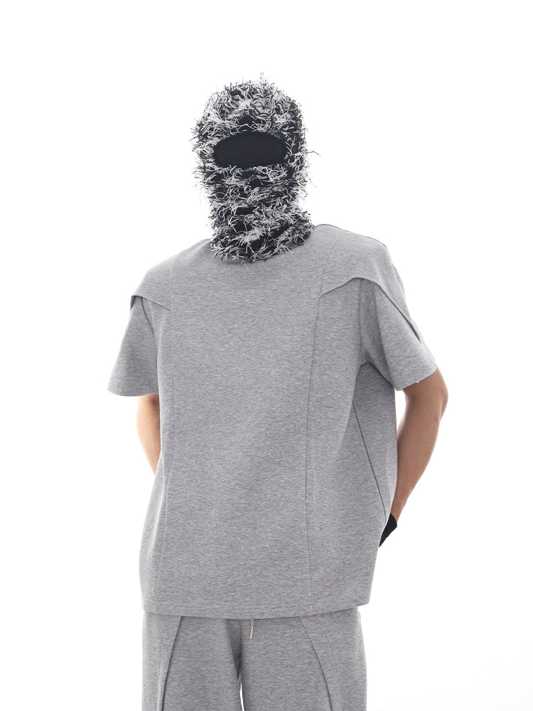 Deconstructed Patchwork Short Sleeve T-Shirt & Pants Setup WN18716