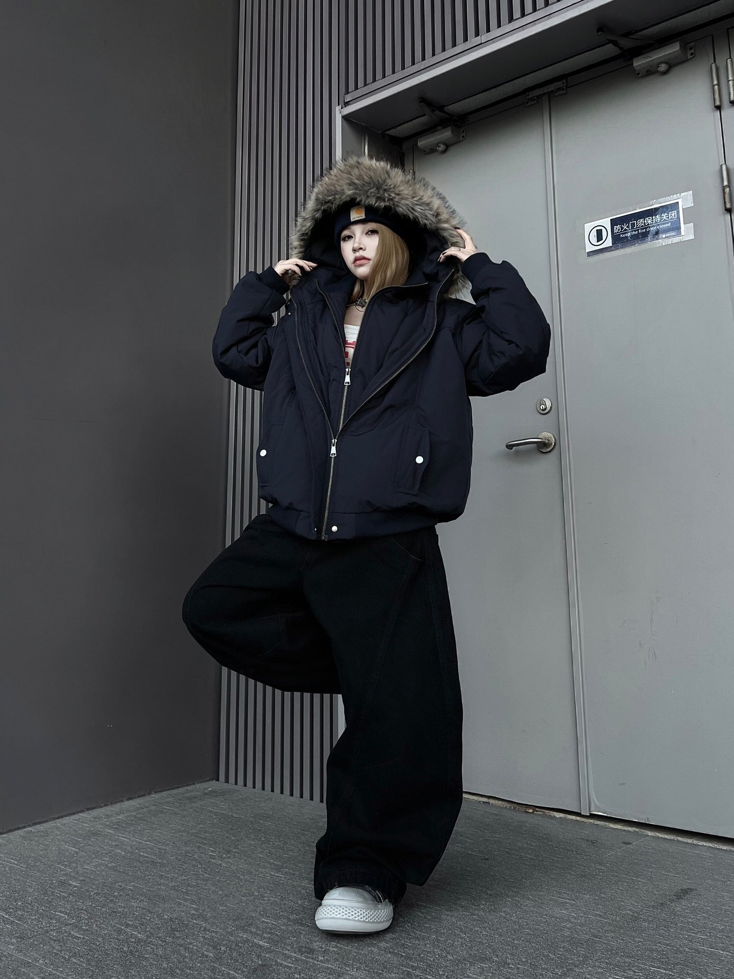 Double Hood Fake Fur Thick Puffer Jacket WN24213