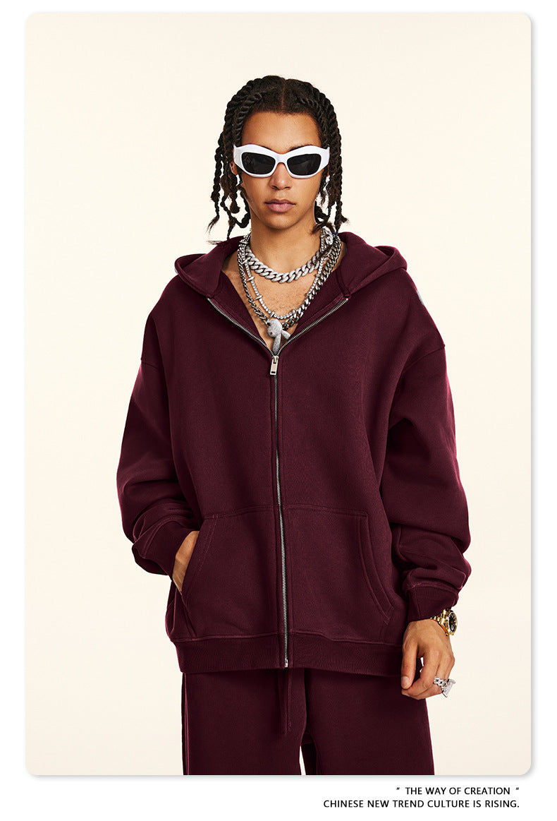 Fleece Lining Oversize Washed Zipper Hoodie WN9943