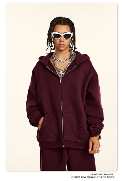 Fleece Lining Oversize Washed Zipper Hoodie WN9943