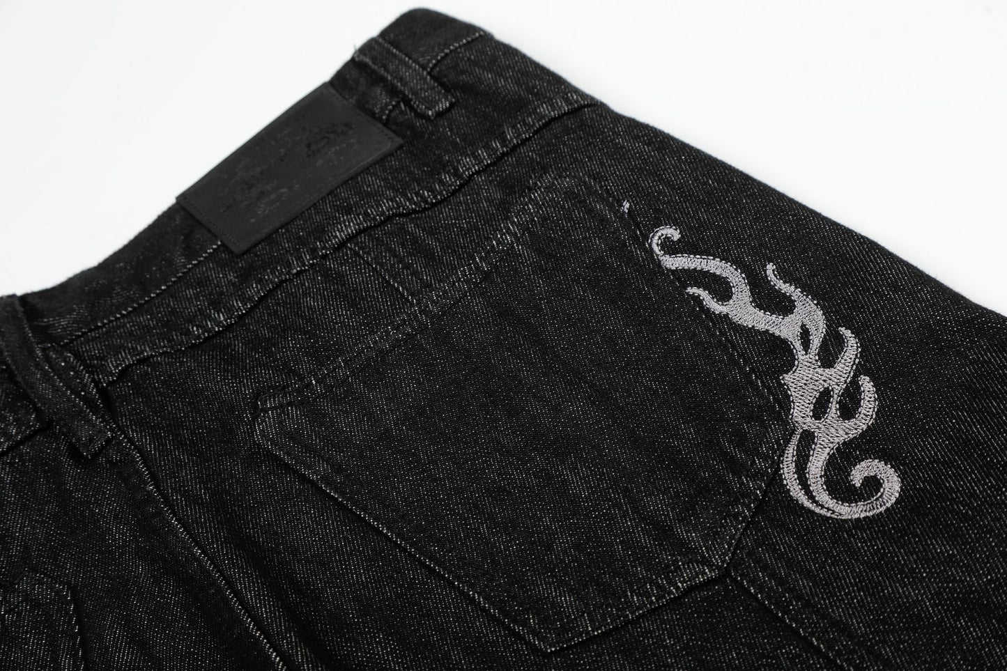 Washed Embroidery Flare Denim Jeans WN26066