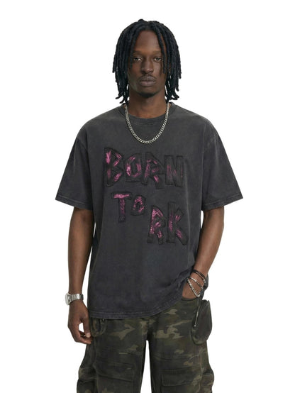Washed Letter Graphic Short Sleeve T-Shirt WN28039