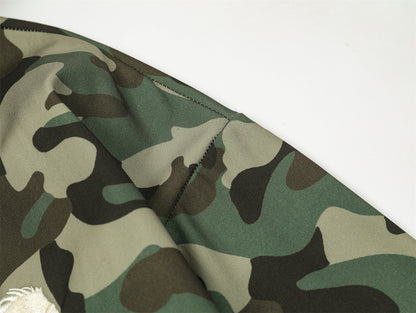 Camouflage Letter Embroidery Oversize Hoodie WN11519