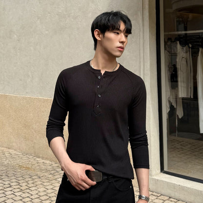 Rib Button Long Sleeve T-Shirt WN24952