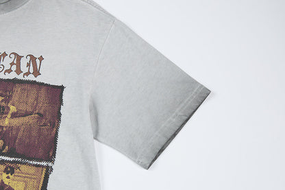 Washed Portrait Print Short Sleeve T-Shirt WN25785