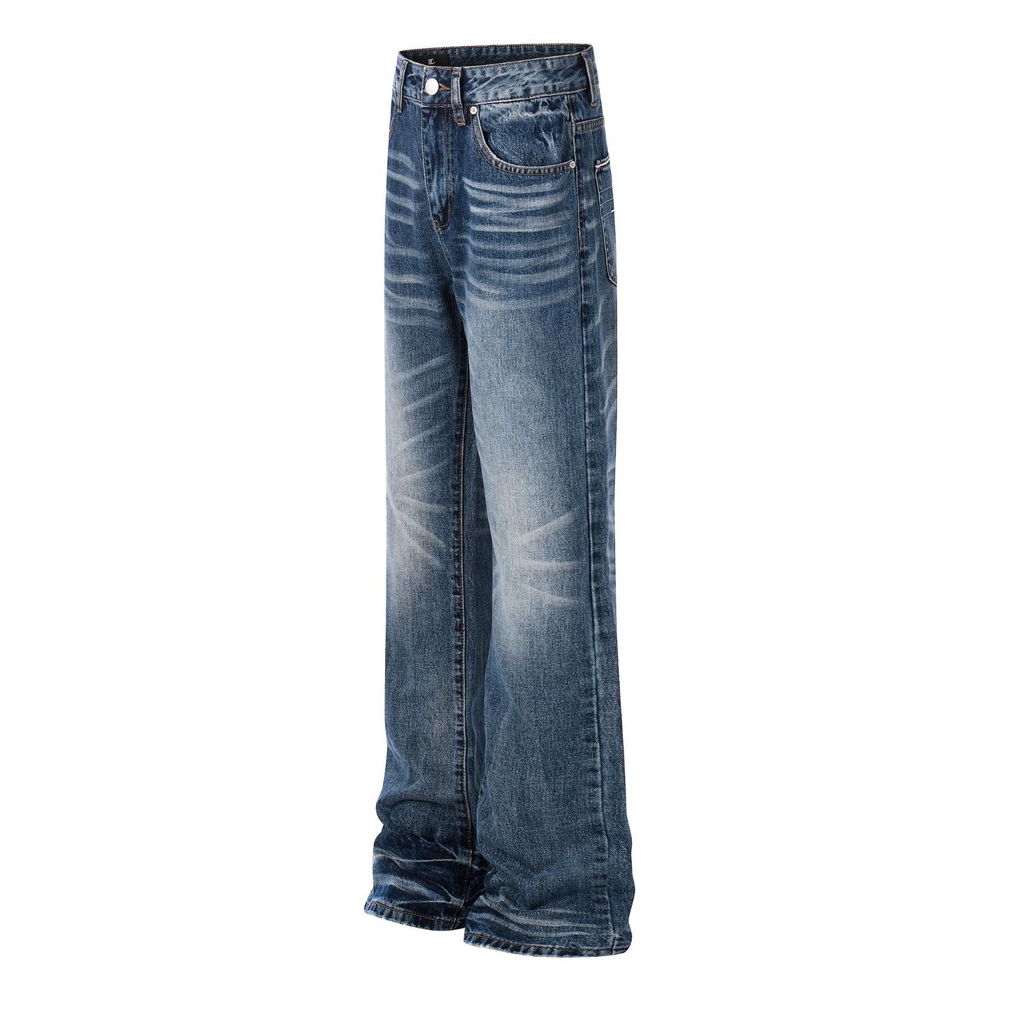 Whisker Washed Flare Denim Jeans WN25956