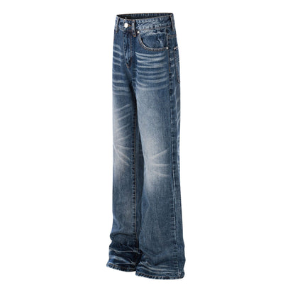 Whisker Washed Flare Denim Jeans WN25956
